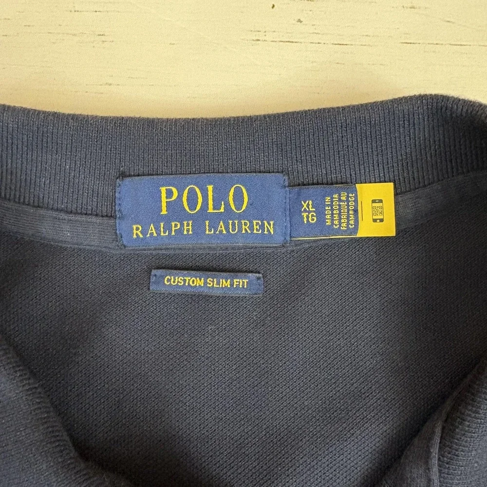 Polo Ralph Lauren Custom Slim Fit Polo Shirt Mens XL Black Cotton Pony Logo